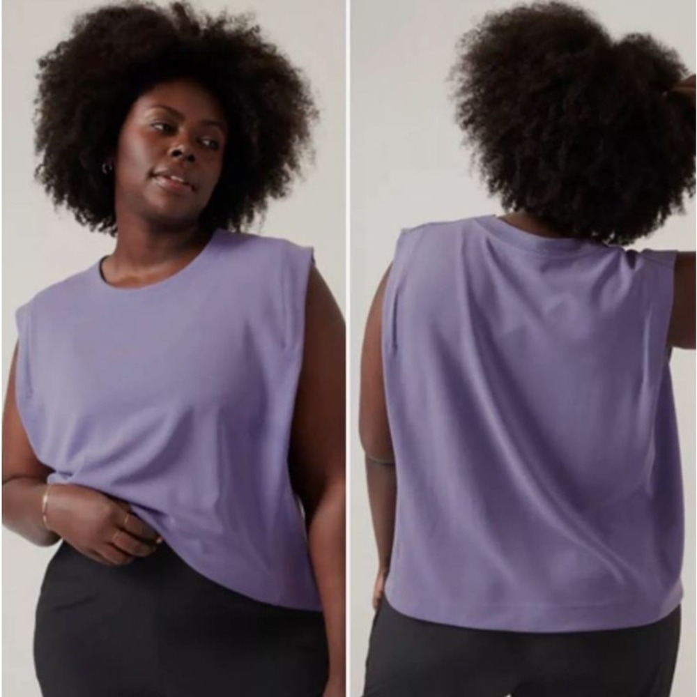 Athleta‎ Size 3X Seasoft Tank Sweatshirt Black Sleeveless Top Shirt Athleisure